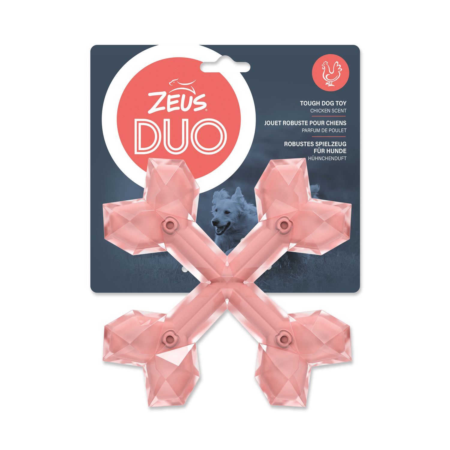 Zeus Duo Cross Bones - Chicken Scent - Coral - 15 cm