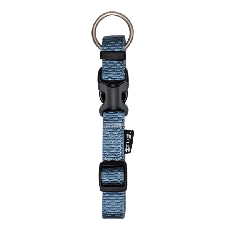 Zeus Adjustable Nylon Dog Collar - Denim Blue - Medium - 1.5 cm x 28 cm-40 cm