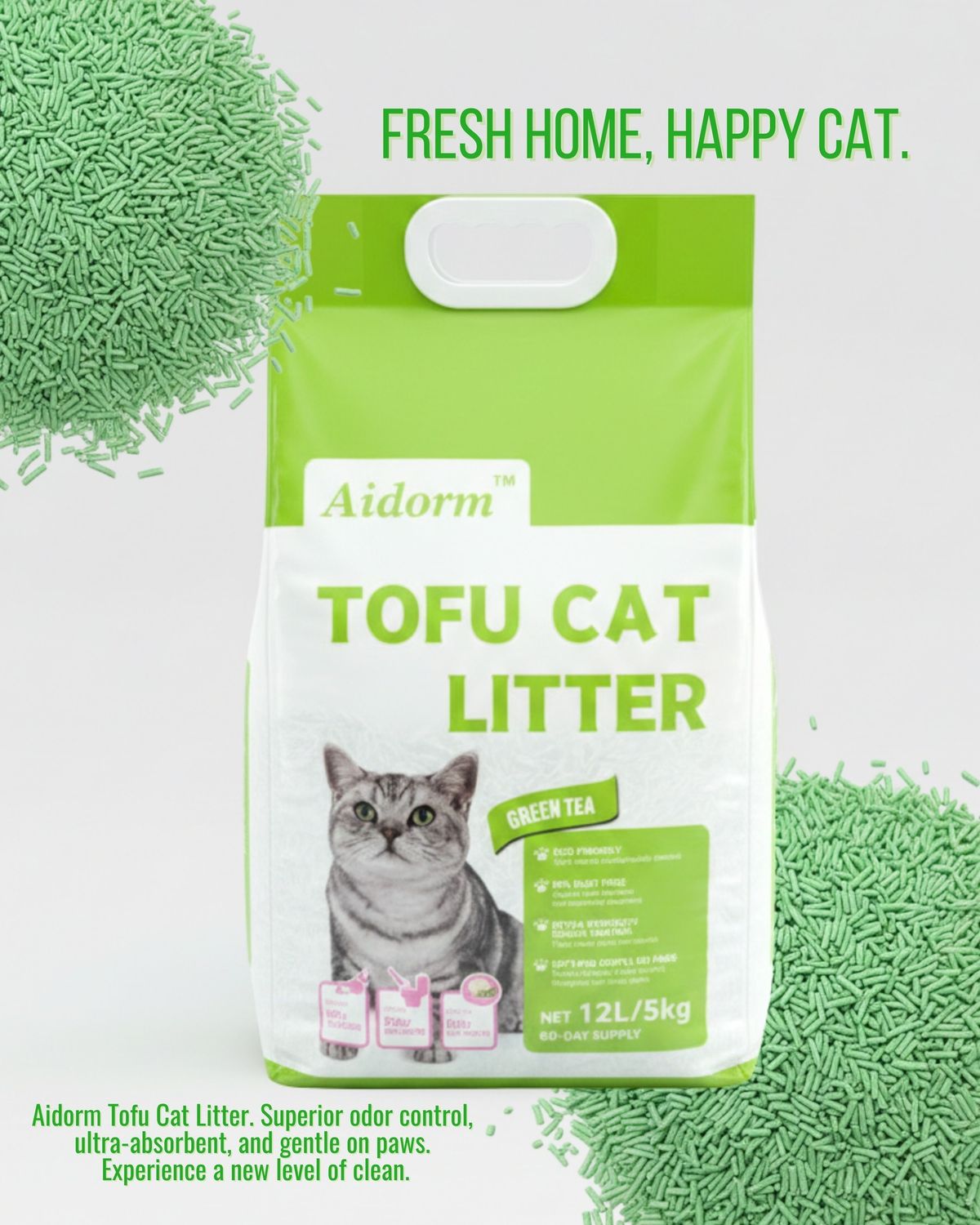 Aidorm Tofu Cat Litter- Green Tea 5 LB
