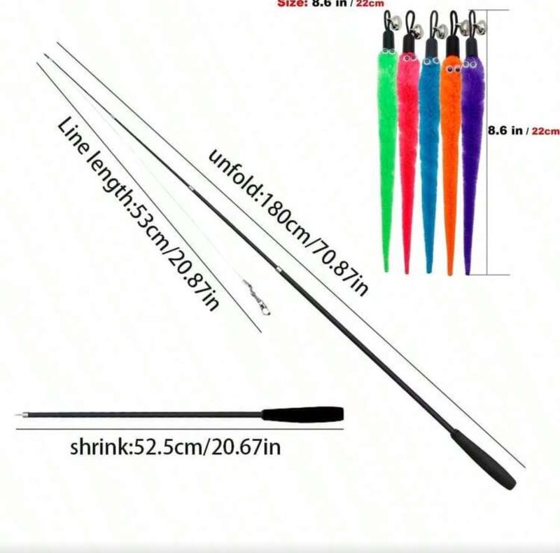 Retractable Cat Teaser Adjustable Wand upto 70 inches