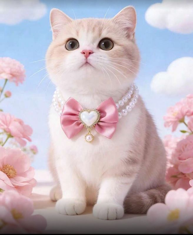 Pet Necklace Faux Pearl Pink - Cat/Dog Collar