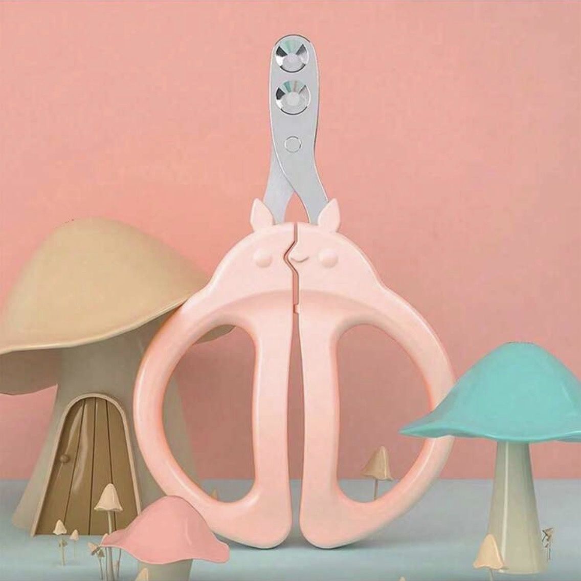 Pets Claw Nail Clipper with Double Round Hole Guard- Pink &amp; Green