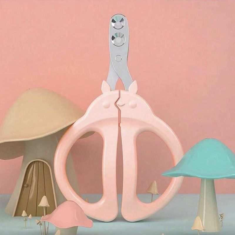 Pets Claw Nail Clipper with Double Round Hole Guard- Pink &amp; Green