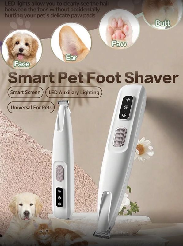 Electric Universal Pet Hair Waterproof Trimmer for All Parts with LED Light includes USB cable