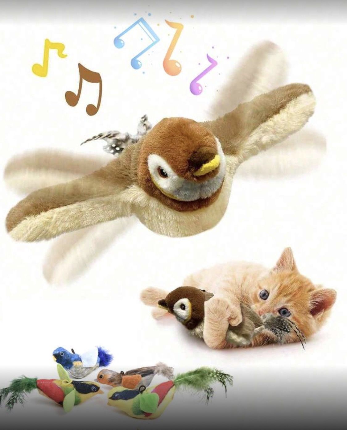 Mocking bird Flapping Wings with Auto Chirping Sound comes with USB cable