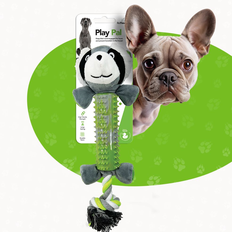 ReThink Pet PlayPal 3 in 1 Dog Toy – Squeak, Tug &amp; Chew