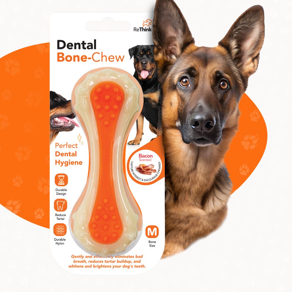 ReThink Pet Dental Bone Chew Toy Bacon Scented – Medium