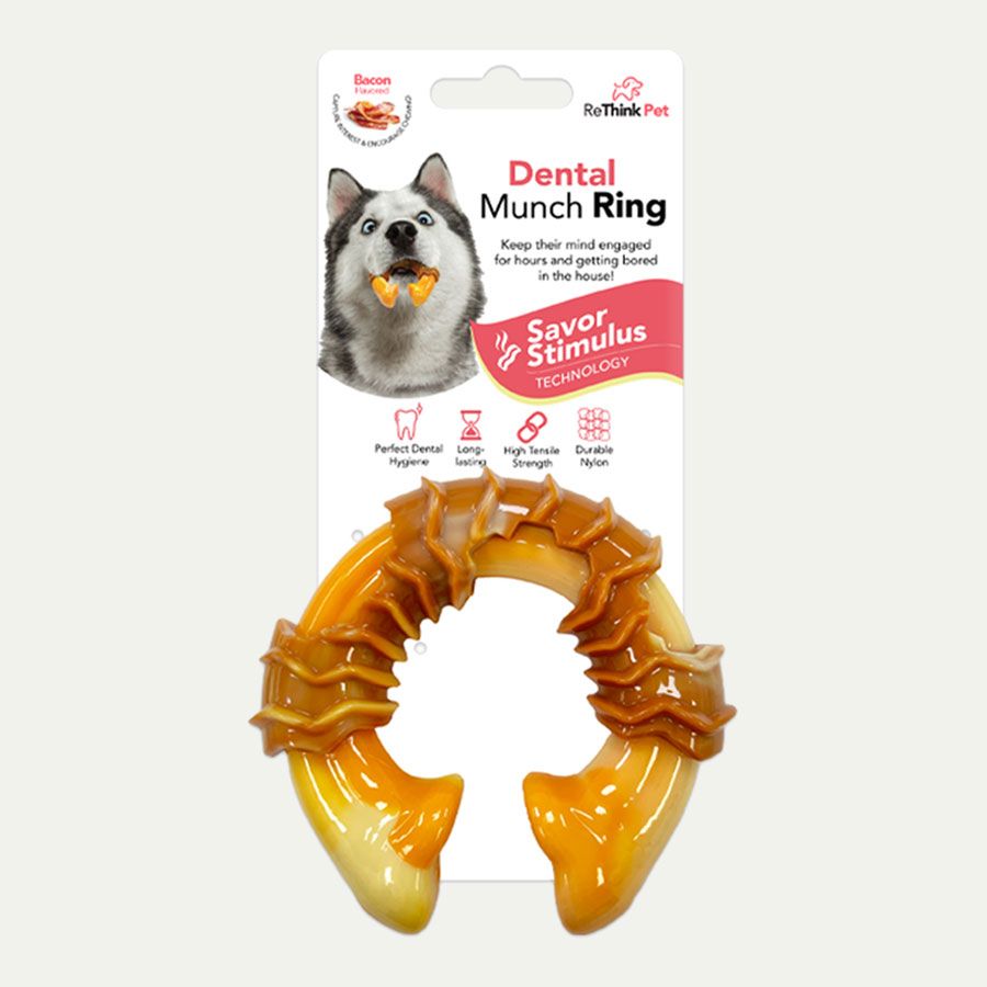 ReThink Pet Dental Munch Ring Pet Toy – Bacon Scented
