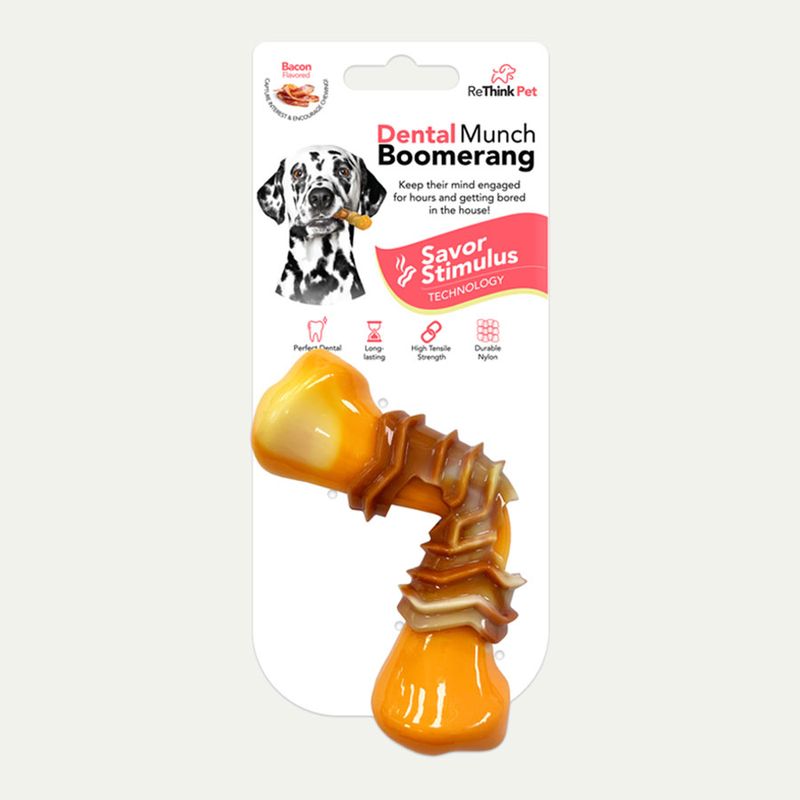 ReThink Pet Munch Boomerang Dog Dental Toy – Bacon Scented