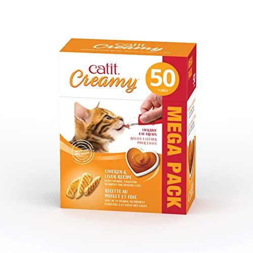 Catit Creamy Chicken &amp; Liver Cat Treat Tube, 50 pack