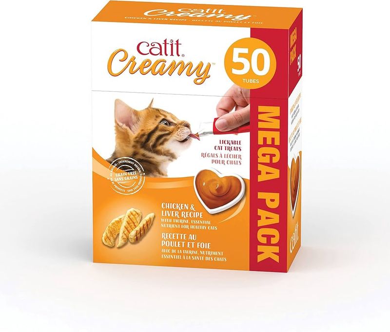 Catit Creamy Chicken &amp; Liver Cat Treat Tube, 50 pack