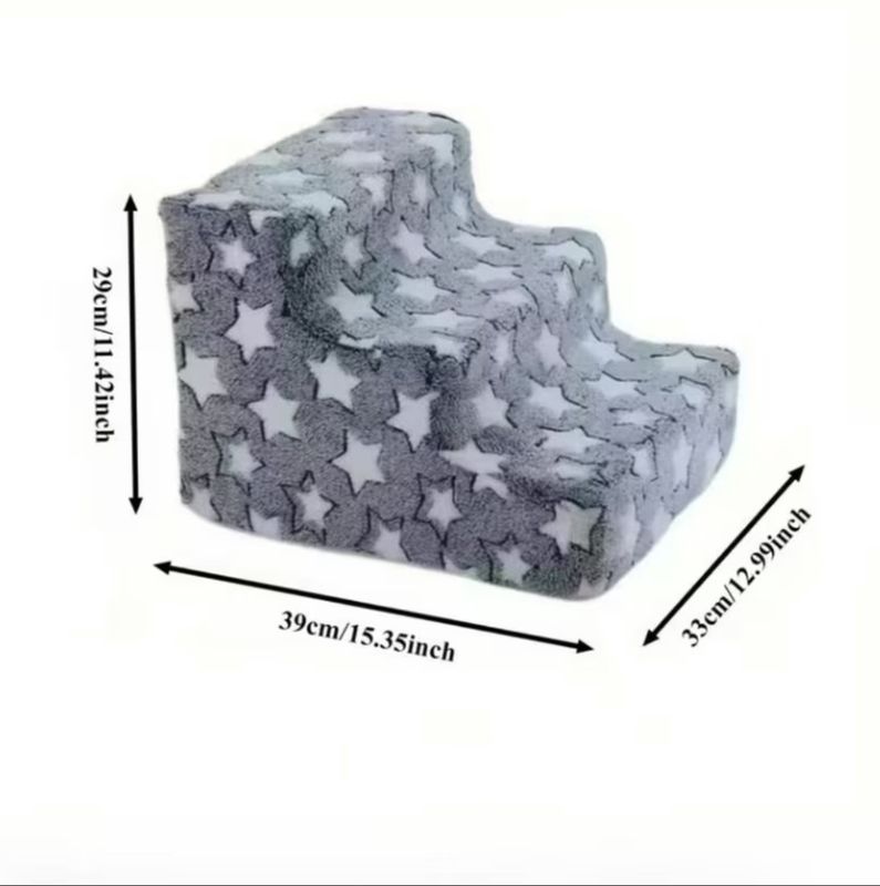 Three Step Detachable Pet Stairs in Grey