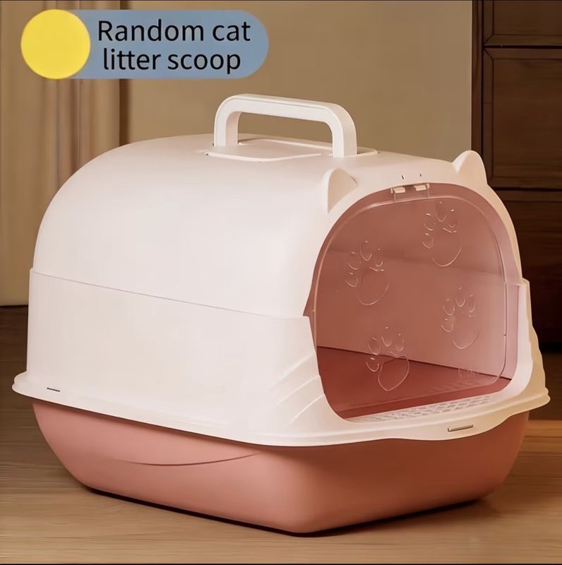 Cat Litter Box with Litter Scoop in Pink