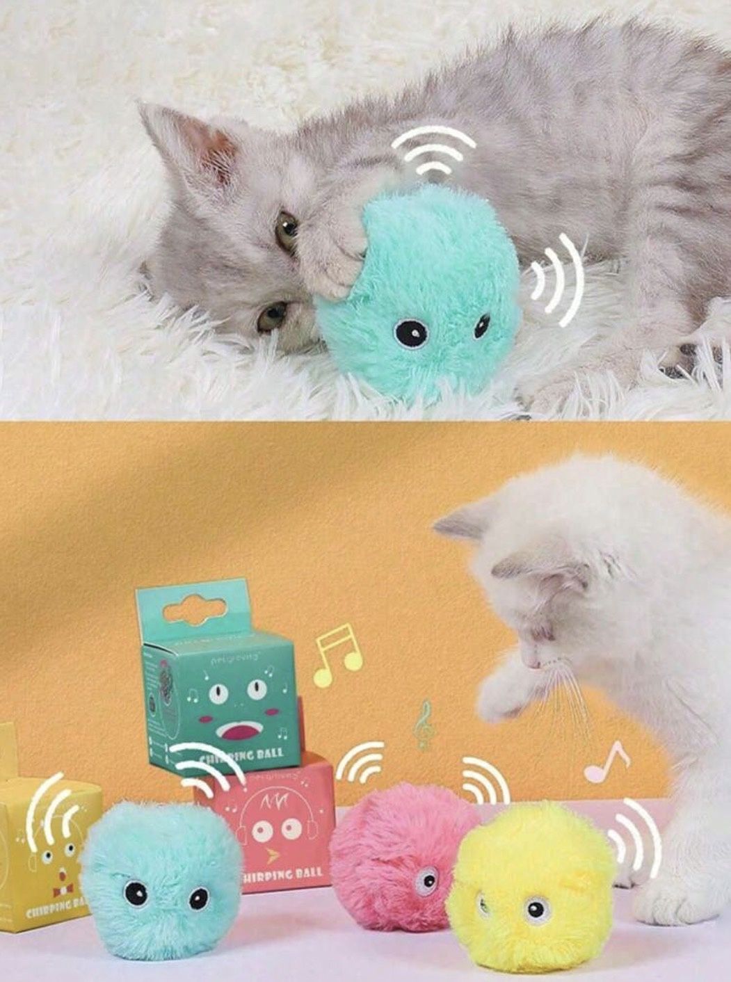 Chirping Ball Interactive Cat Toy with Sound