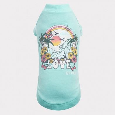 GF PET - GRAPHIC TEE HEATHER - AQUA - SIZE M