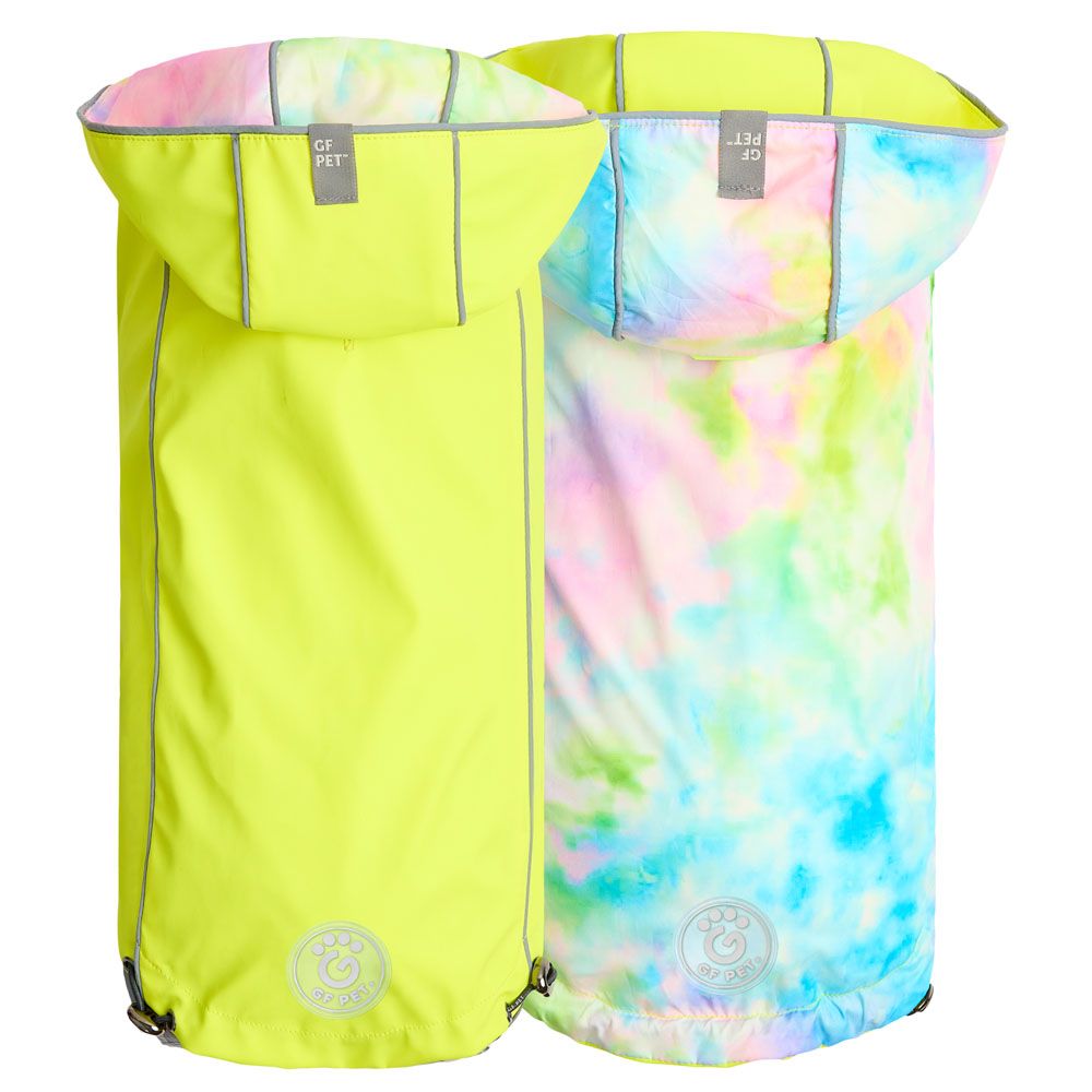 GF PET - REVERSED RAINCOAT - NEON YELLOW WITH TYE DYE- SIZE L
