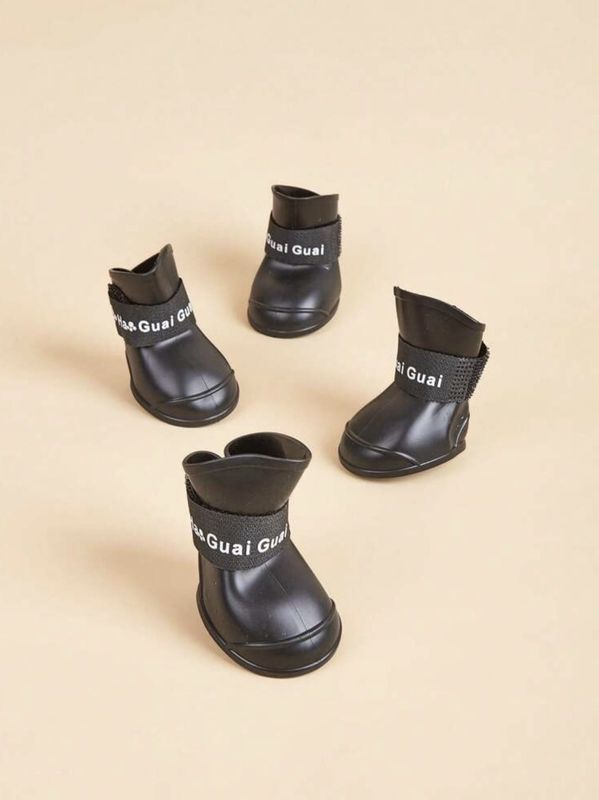 1 Set Black Rubber Waterproof Rain Boots for daily wear - Black Large Size