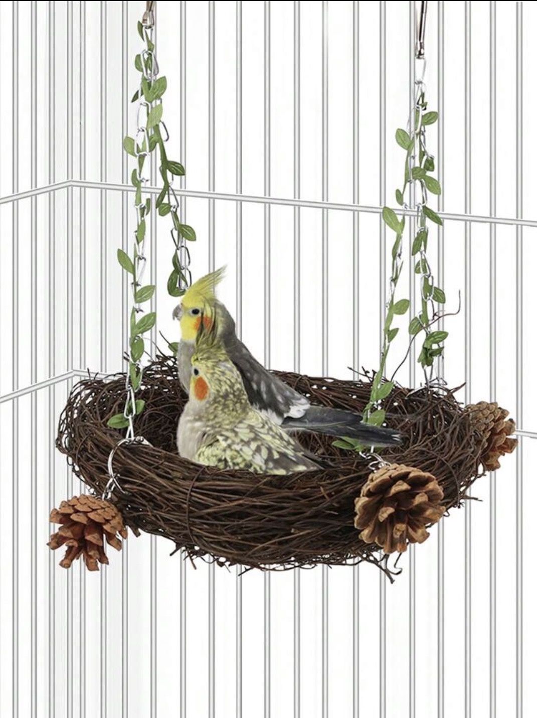 Hanging Bird Warm Nest with Coconut Shell Hammock