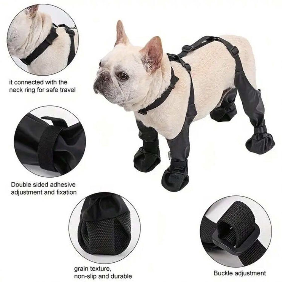 Adjustable Waterproof Dog Boot Leggingswith Paw Protective Anti-Slip Cover-Large