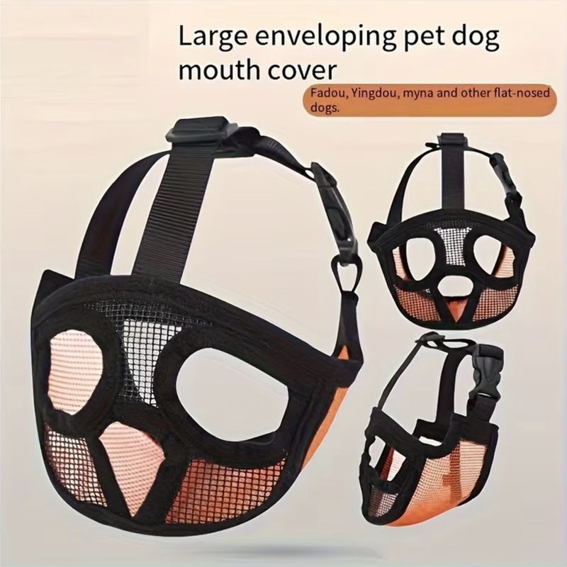 Flexible Dog Breathable Muzzle with Flat Nose