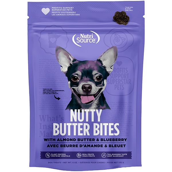 NutriSource Dog Treats Nutty Butter Bites AlmdBtr&amp;Blubry 6oz