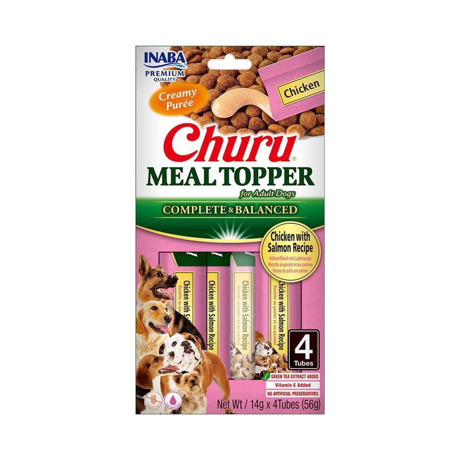 Inaba Churu Purée Chicken &amp; Salmon Recipe Dog Treats, 4Pk 2oz