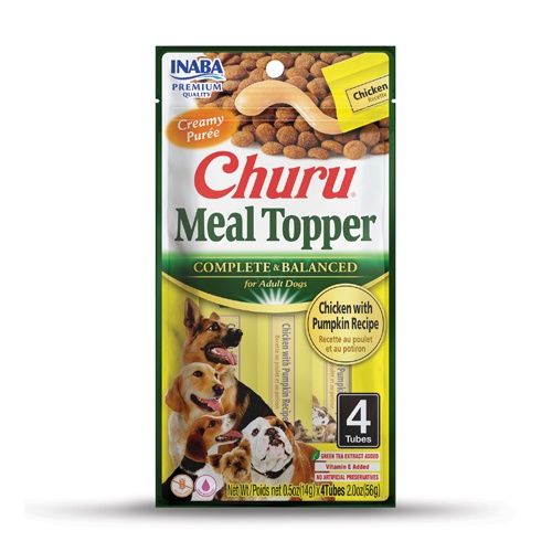 Inaba Churu Purée Chicken &amp; Pumpkin Recipe Dog Treats, 4Pk 2oz