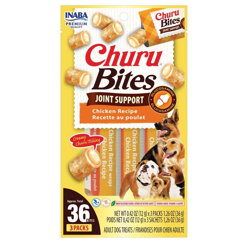 Inaba Churu Bites Joint Support in Chicken Recipe Dog Treats, 3Pk 1.35Oz