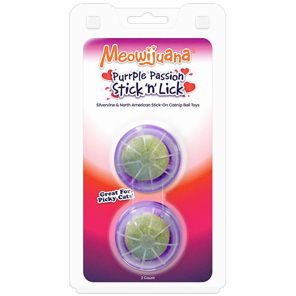 Meowijuana Cat Compressed Catnip Stick'n'Lick PrplPssion 2pk