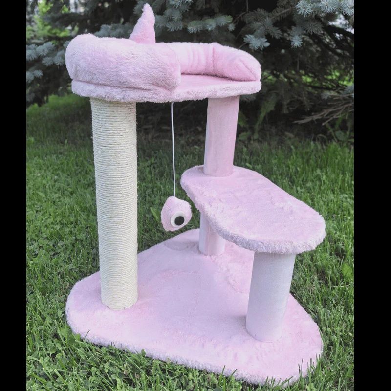 One For Pets Designer Cat Post - Pink Monster