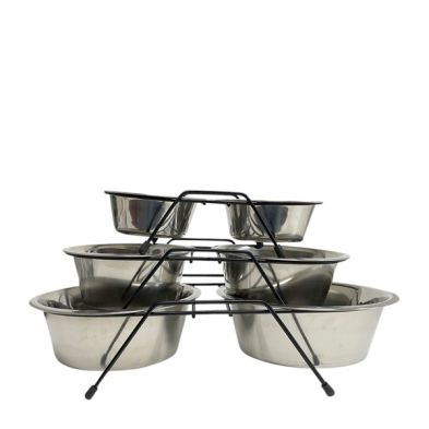 CloeCluzo CC7058 Double Bowl Stainless Steel with Stand - Size Large