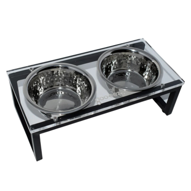 Gooeez GZ1056 Double Bowl Feeder Acrylic &amp; Iron - Size Large