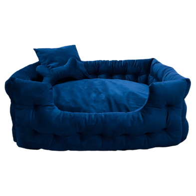Gooeez GZ1047 Luxury Velour Pet Bed w Pillow 28x20" Blue