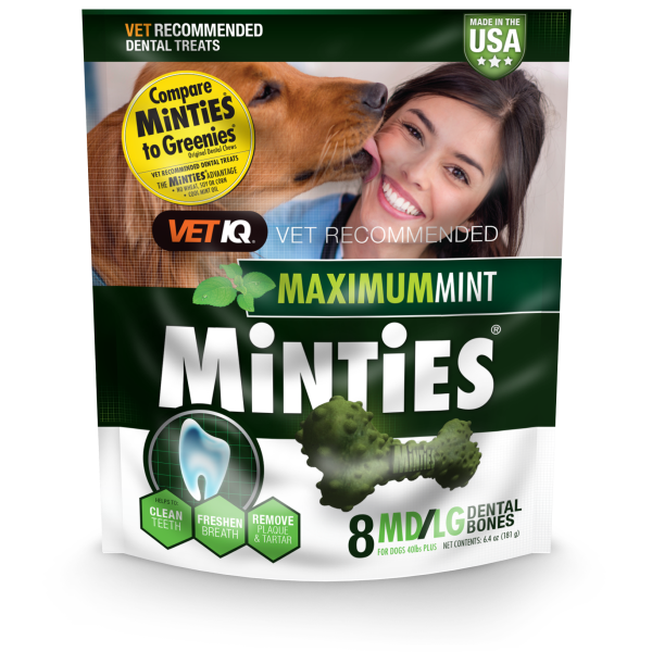 Minties Maximum Mint Dental Bones MD/LG 6.4 oz - 8 ct