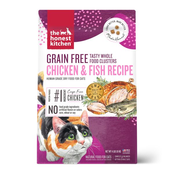 Honest Kitchen Cat Whole Food Clusters GF Chicken &amp; Whitefish - 4 Lb