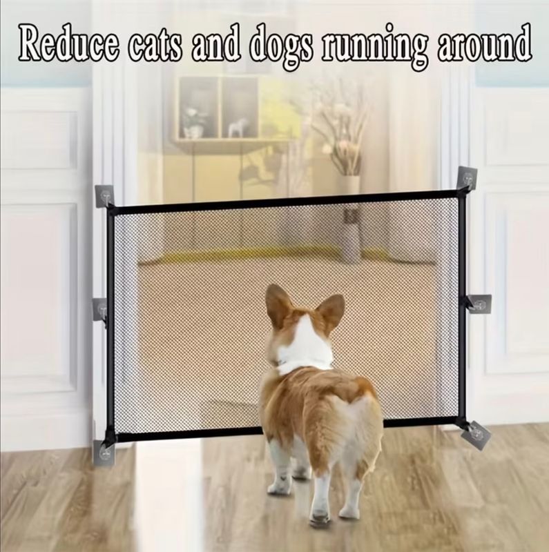 Pet Gate with 6 Hooks - No Drill &amp; Easy to Install, For Dogs &amp; Cats.