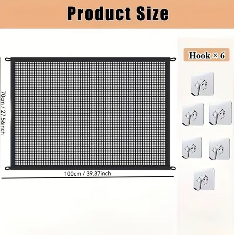 Pet Gate with 6 Hooks - No Drill &amp; Easy to Install, For Dogs &amp; Cats.