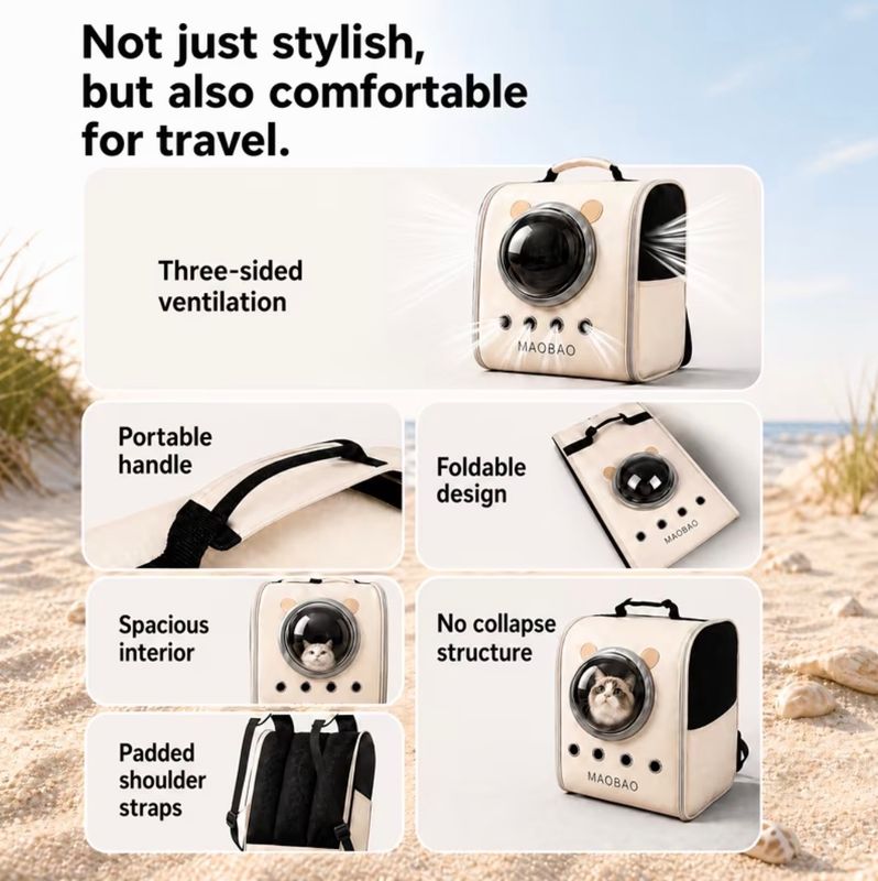 Pet Backpack Carrier with Space Cover