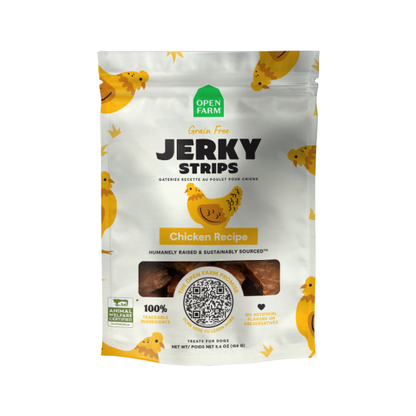 Open Farm Dog Treats GF Jerky Strips Chicken 5.6 oz