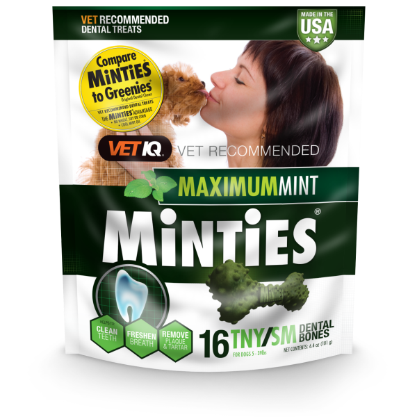 Minties Maximum Mint Dental Bones TNY/SM 6.4 oz - 16 ct