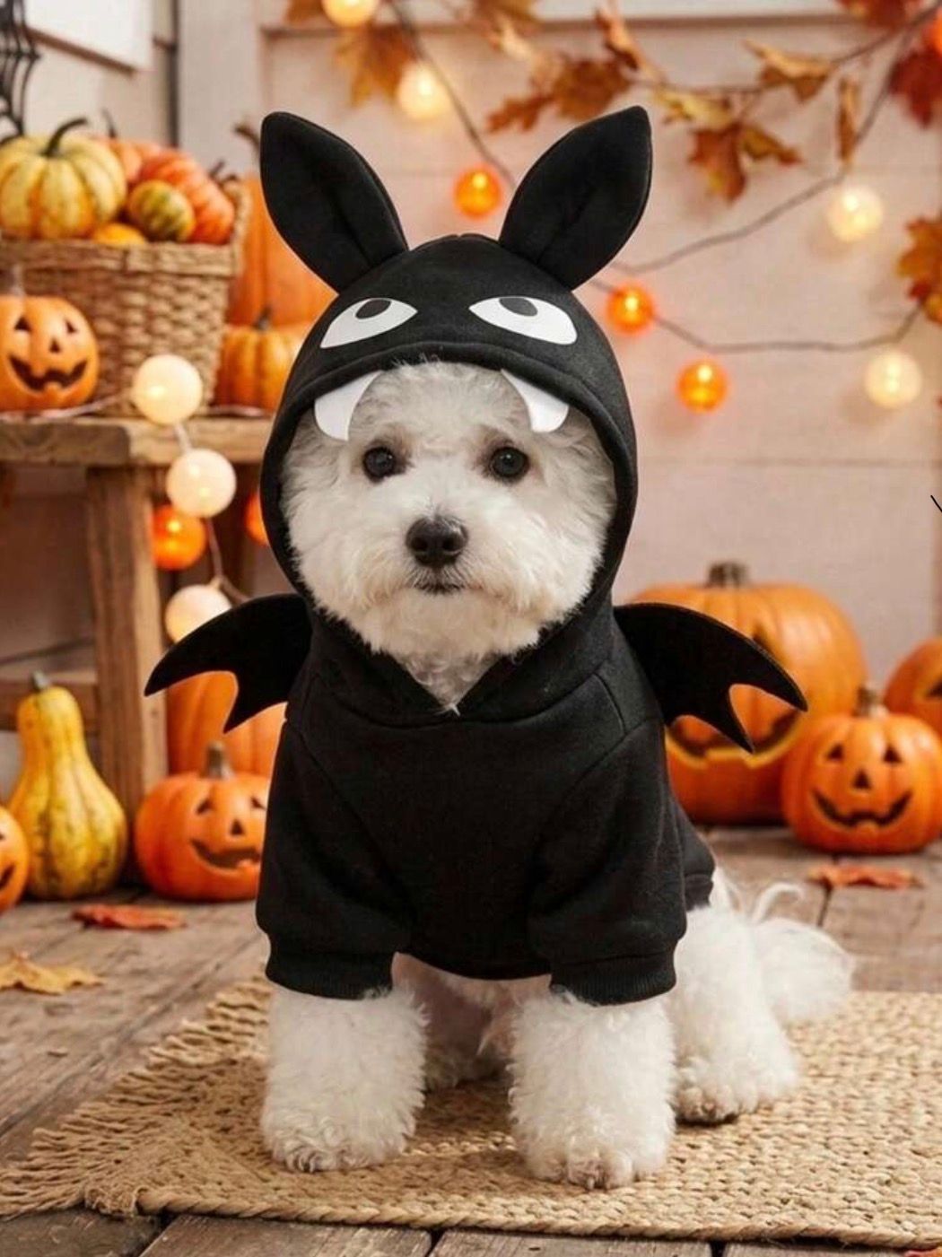 Halloween Bat Cosplay Hooded Sweatshirt with Cartoon Wings, Size: M