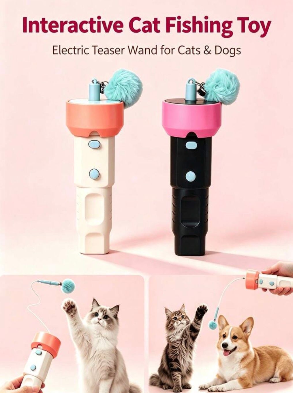 Electric Cat Teaser Toy Automatic Retractable Fur Ball Launcher