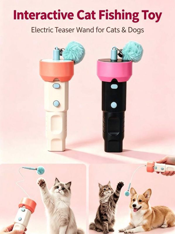 Electric Cat Teaser Toy Automatic Retractable Fur Ball Launcher
