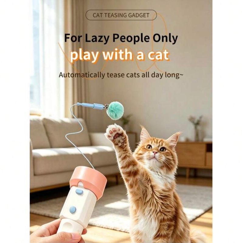 Electric Cat Teaser Toy Automatic Retractable Fur Ball Launcher