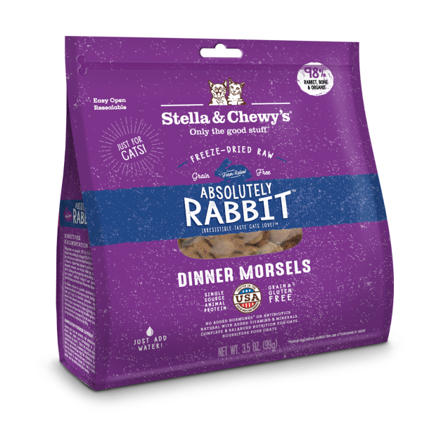 Stella &amp; Chewys Cat FD Rabbit Morsels Treat - 3.5 Oz