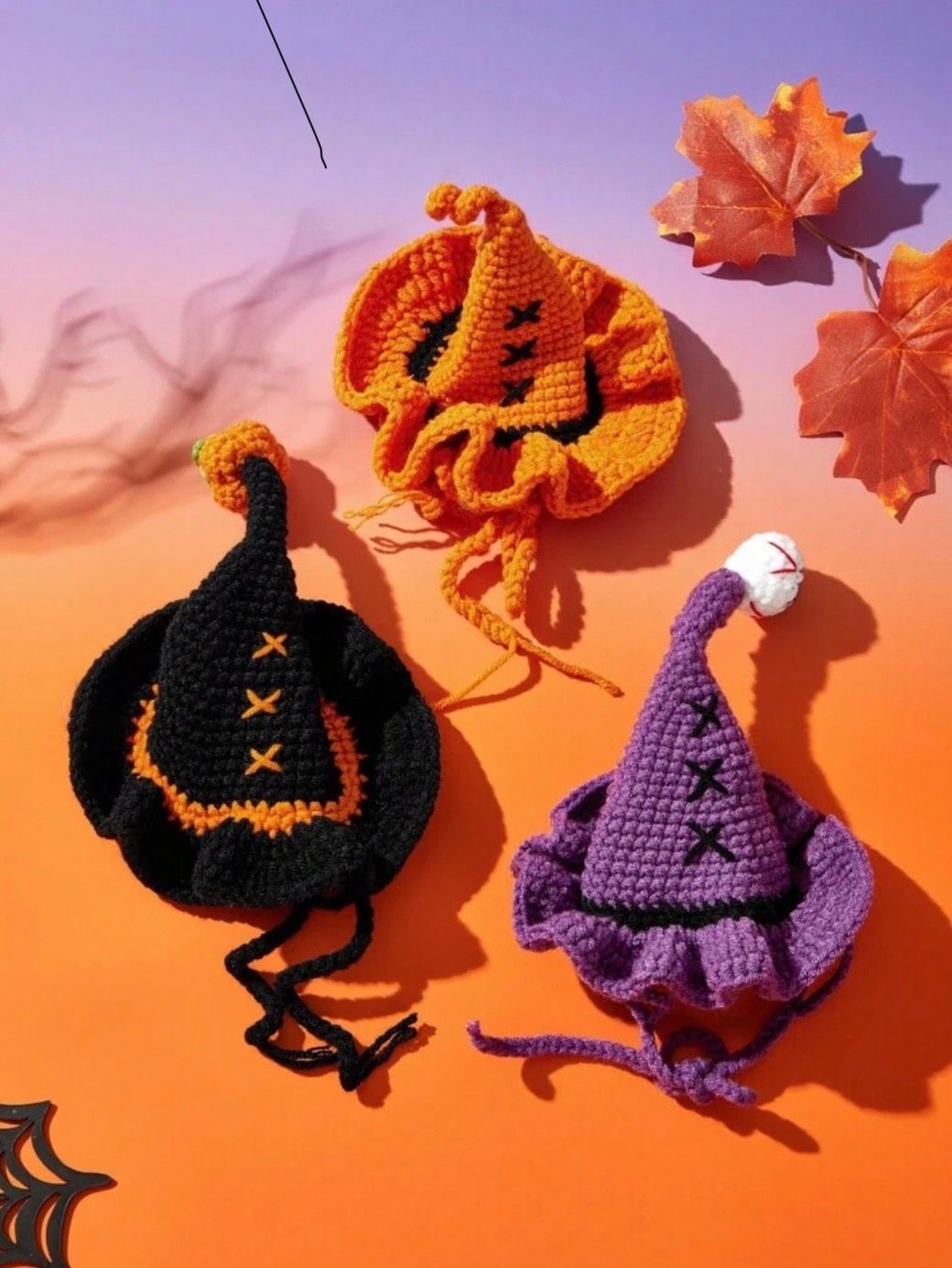Crochet Halloween knitted Wizard Hat &amp;  Collar