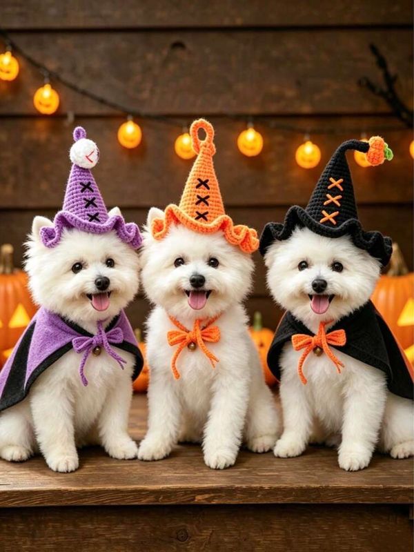 Crochet Halloween knitted Wizard Hat &amp;  Collar