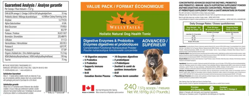 Welly Tails - Digestive Enzymes &amp; Probiotics Advanced - 227 gm