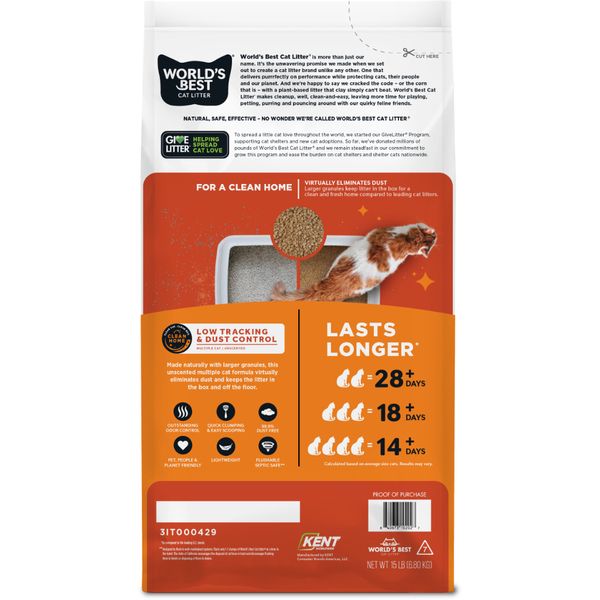 World's Best Low Tracking &amp; Dust Control Unscented 15LB
