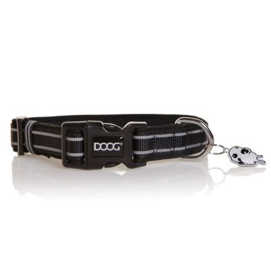 DOOG Neon Dog Collar Black - Size Large